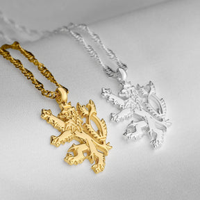 Tschechien Wappen Kette Damen 18K Gold – Löwe