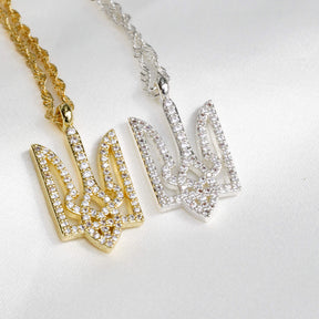 Ukraine Trident Emblem Necklace Women 18K Gold | d'origine