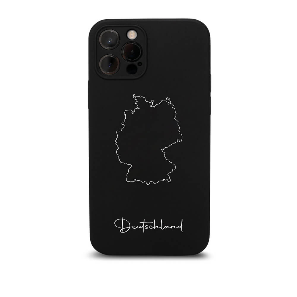 Deutschland Handyhülle für iPhone 11 und 12 – Rückseite mit Landkarte und Schriftzug