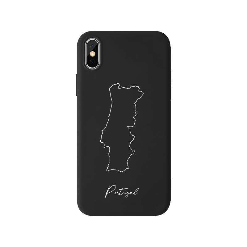 Portugal Handyhülle für iPhone X, XS und XR – Rückseite mit Landkarte und Schriftzug