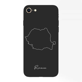 Rumänien Handyhülle für iPhone 7, 8, SE, 7 Plus und 8 Plus – Rückseite mit Landkarte und Schriftzug