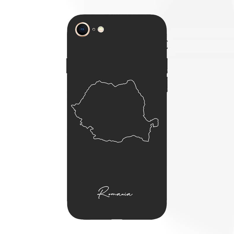 Rumänien Handyhülle für iPhone 7, 8, SE, 7 Plus und 8 Plus – Rückseite mit Landkarte und Schriftzug