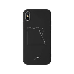 Ägypten Handyhülle für iPhone X, XS und XR – Rückseite mit Landkarte und arabischem Schriftzug