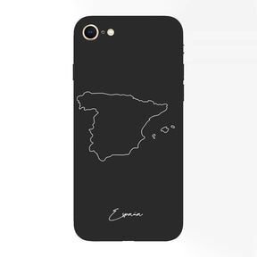 Spanien Handyhülle für iPhone 7, 8, SE, 7 Plus und 8 Plus – Rückseite mit Landkarte und Schriftzug