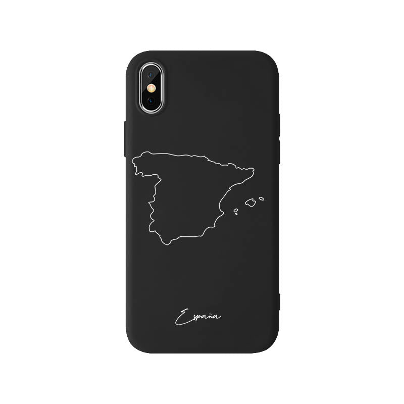 Spanien Handyhülle für iPhone X, XS und XR – Rückseite mit Landkarte und Schriftzug