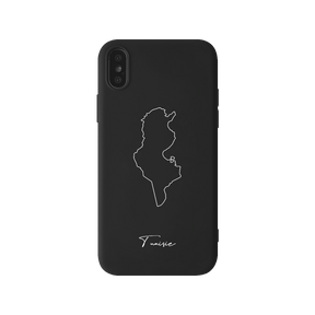Tunesien Handyhülle für iPhone X, XS und XR – Rückseite mit Landkarte und Schriftzug