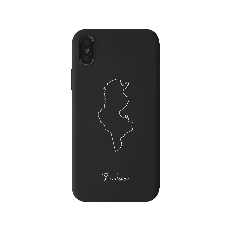 Tunesien Handyhülle für iPhone X, XS und XR – Rückseite mit Landkarte und Schriftzug