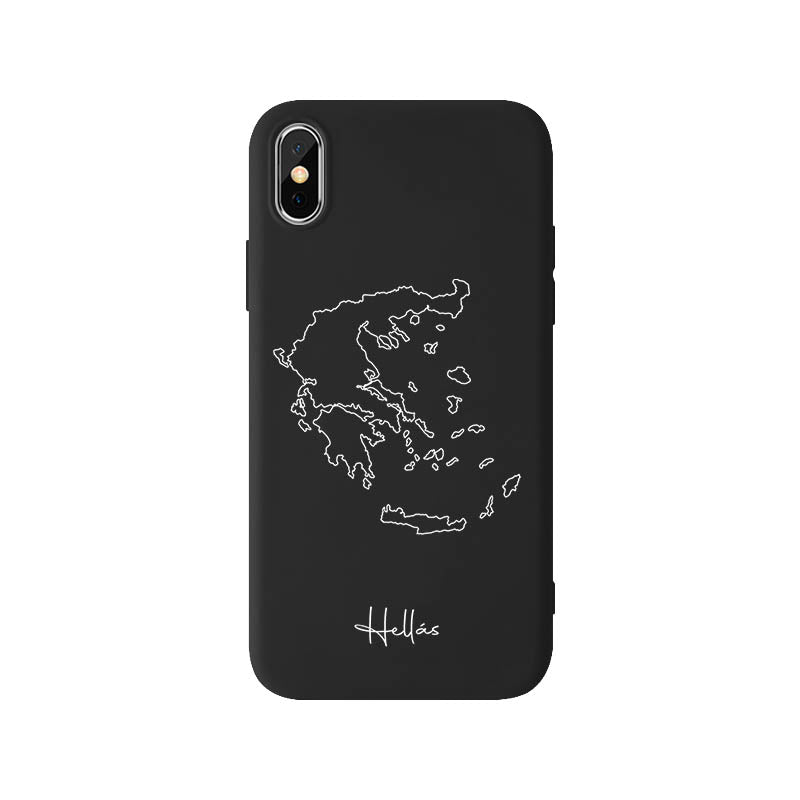Greece phone case for iPhone X, XS and XR – back with map and lettering