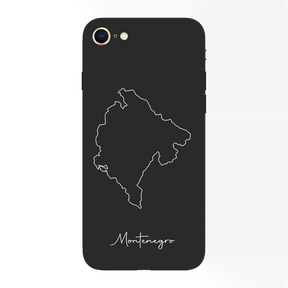 Montenegro Handyhülle für iPhone 7, 8, SE, 7 Plus und 8 Plus – Rückseite mit Landkarte und Schriftzug