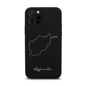 Afghanistan Handyhülle für iPhone 11 und 12 – Rückseite mit Landkarte und Schriftzug