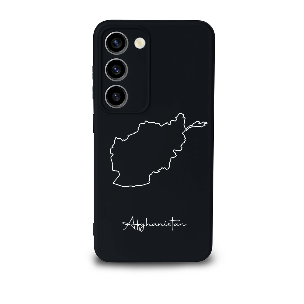 Afghanistan Handyhülle für Samsung Galaxy S23, S23+ und S23 Ultra – Rückseite mit Landkarte und Schriftzug