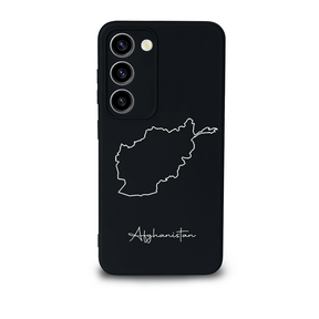 Afghanistan Handyhülle für Samsung Galaxy S23, S23+ und S23 Ultra – Rückseite mit Landkarte und Schriftzug