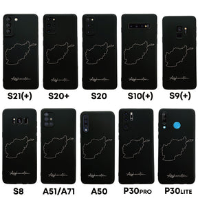 Afghanistan Handyhülle für Samsung Galaxy S8 bis S10, S20, S20+, S21, S21+, A50, A51, A71 und Huawei P30 – Rückseite mit Landkarte und Schriftzug