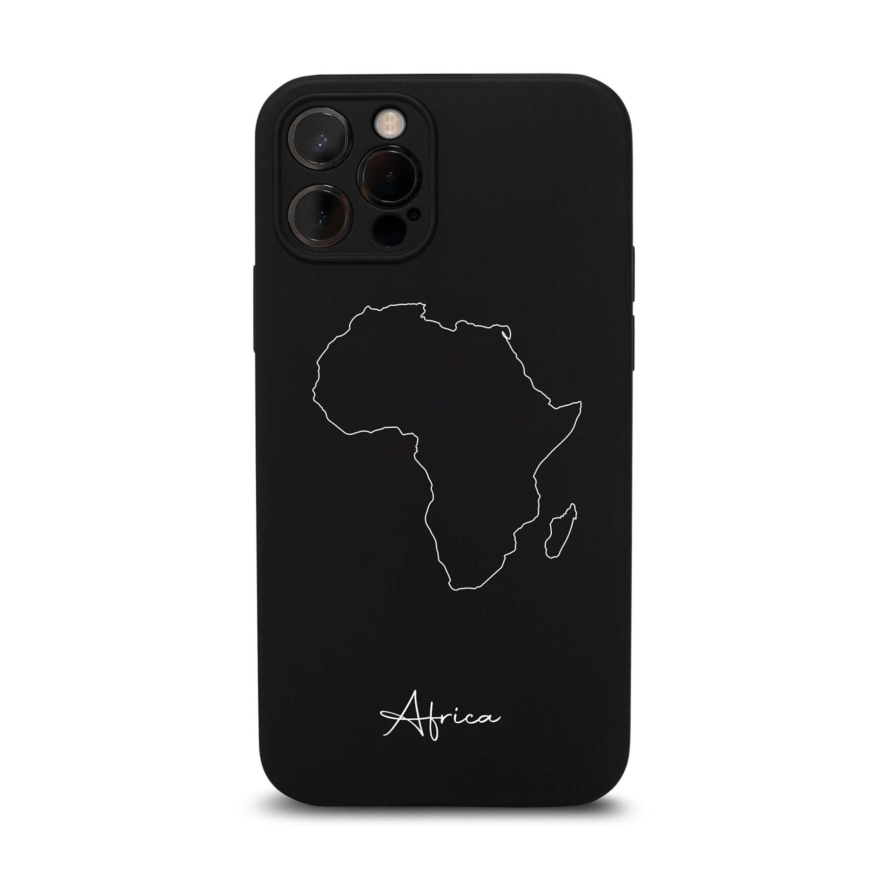 Afrika Handyhülle für iPhone 11 und 12 – Rückseite mit Landkarte und Schriftzug