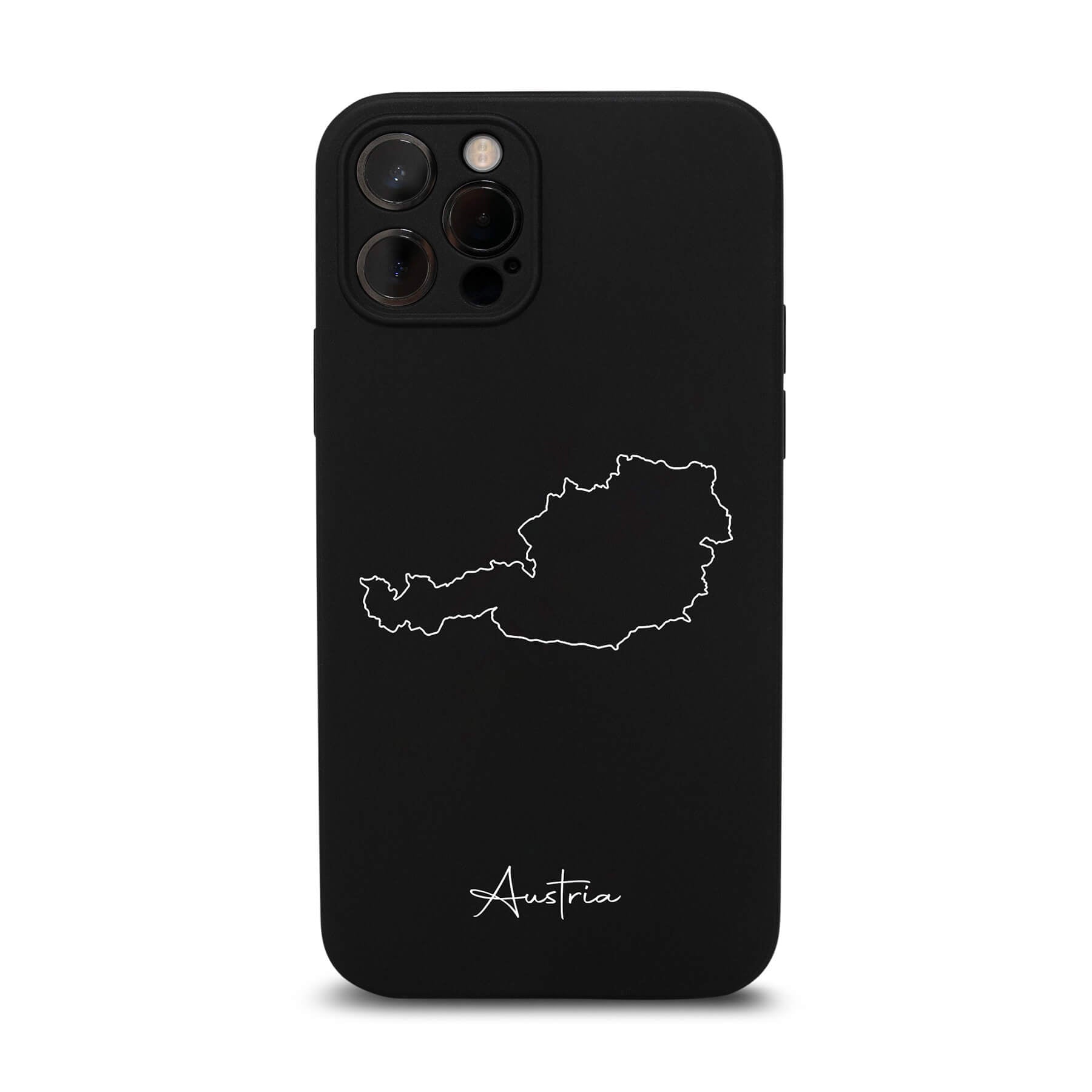 Österreich Handyhülle für iPhone 11 und 12 – Rückseite mit Landkarte und Schriftzug