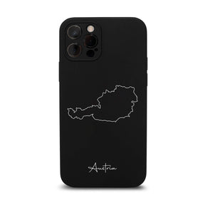 Österreich Handyhülle für iPhone 11 und 12 – Rückseite mit Landkarte und Schriftzug