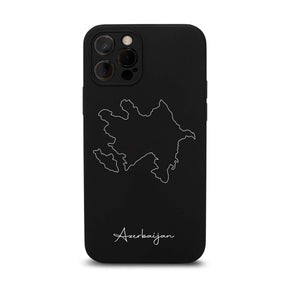 Azerbaijan phone case for iPhone 11 and 12 – back with map and lettering