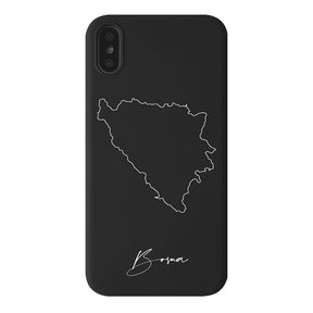 Bosnia phone case for iPhone X, XS and XR – back with map and lettering