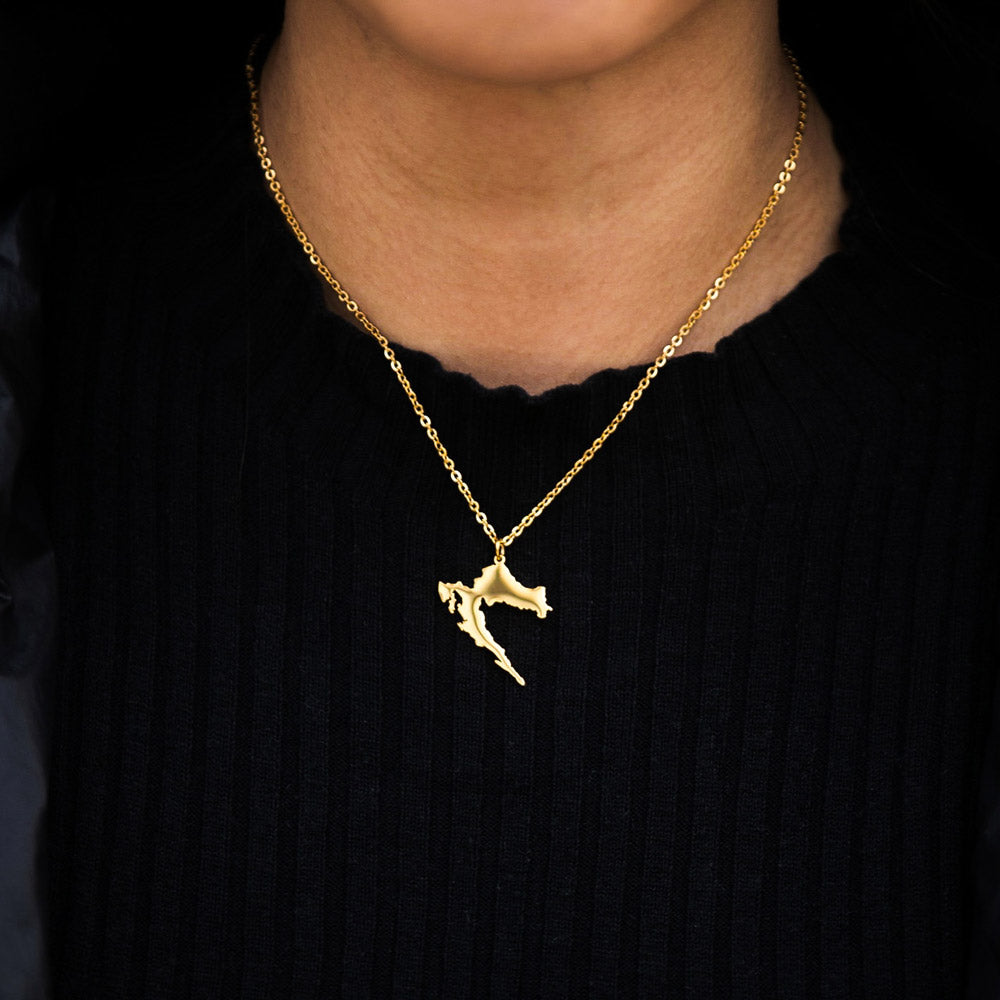 Croatia Map Necklace for Women Worn Photo – Map