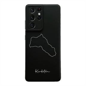 Kurdistan Handyhülle für Samsung Galaxy S20 FE, S21 FE, S21 Ultra und S22 – Rückseite mit Landkarte und Schriftzug
