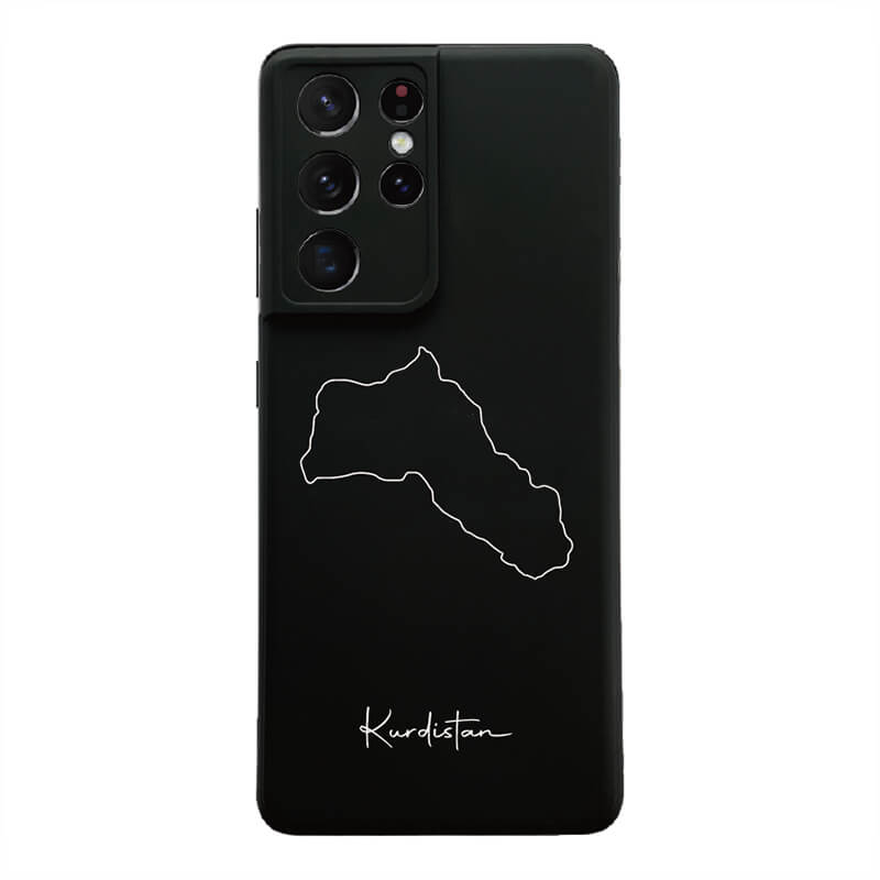 Kurdistan Handyhülle für Samsung Galaxy S20 FE, S21 FE, S21 Ultra und S22 – Rückseite mit Landkarte und Schriftzug