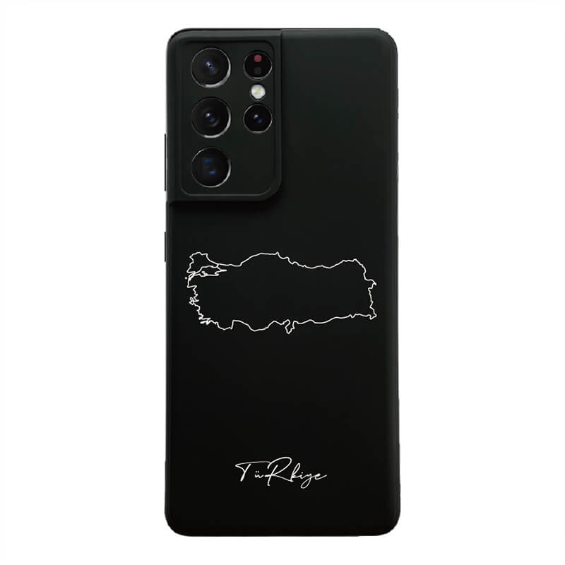 Türkei Handyhülle für Samsung Galaxy S21 FE, S21 Ultra, S22, A15, A35, A54 und A55 – Rückseite mit Landkarte und Schriftzug
