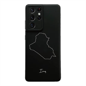 Irak Handyhülle für Samsung Galaxy S21 Ultra und S22 – Rückseite mit Landkarte und Schriftzug