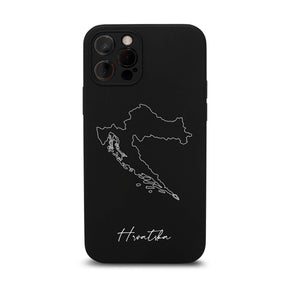 Kroatien Handyhülle für iPhone 11 und 12 – Rückseite mit Landkarte und Schriftzug