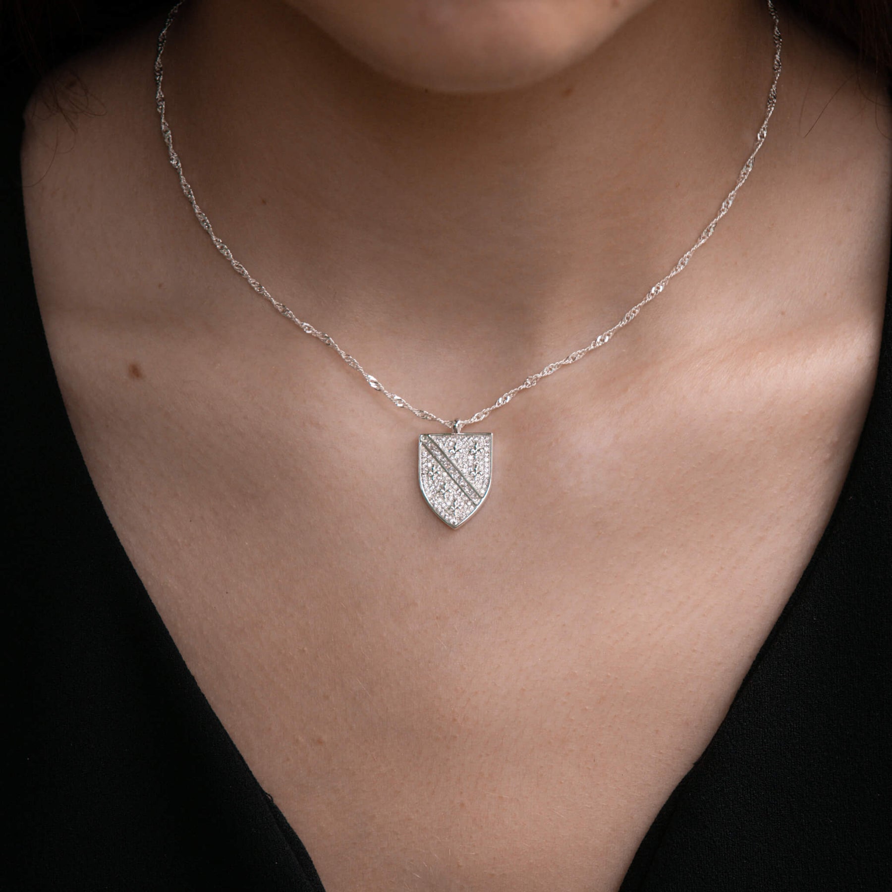 Bosnia Emblem Necklace Women Model Photo – Ljiljan Lily