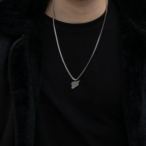 Syria Silhouette Map Necklace Men on model