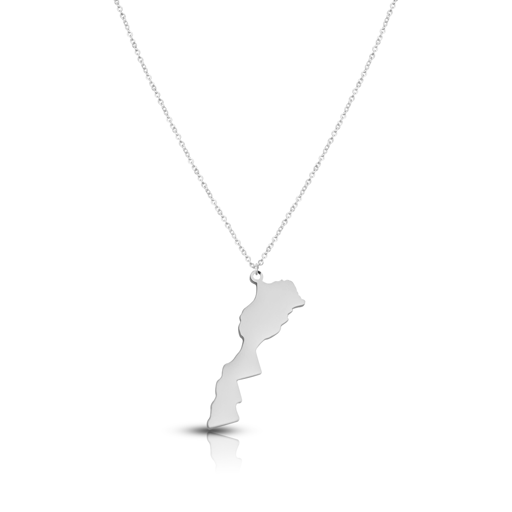 Marokko Silhouette Landkarten Kette Damen Silber wasserfest | d'origine