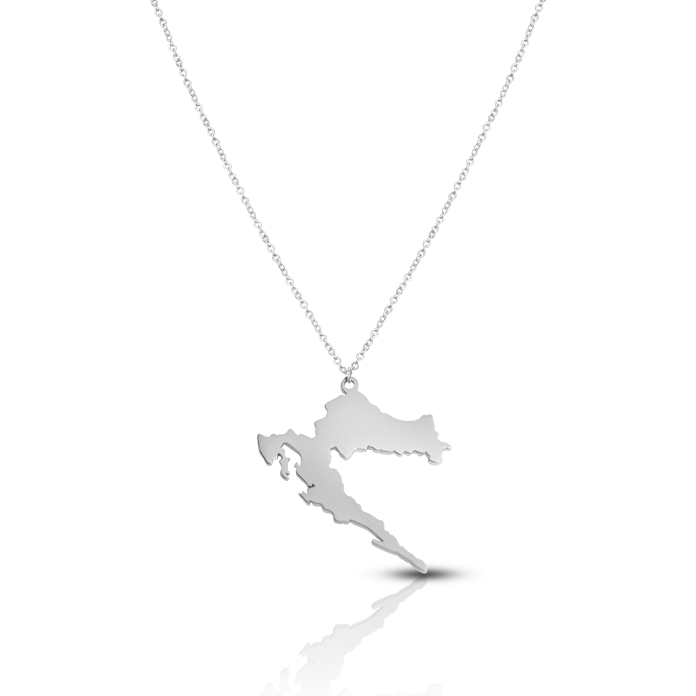 Kroatien Silhouette Landkarten Kette Damen Silber wasserfest | d'origine
