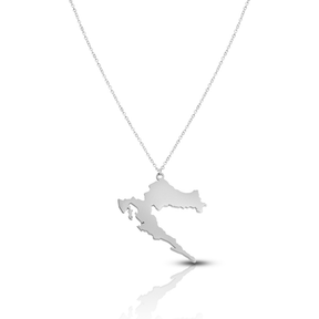 Croatia Silhouette Map Necklace for Women Waterproof Silver | d'origine