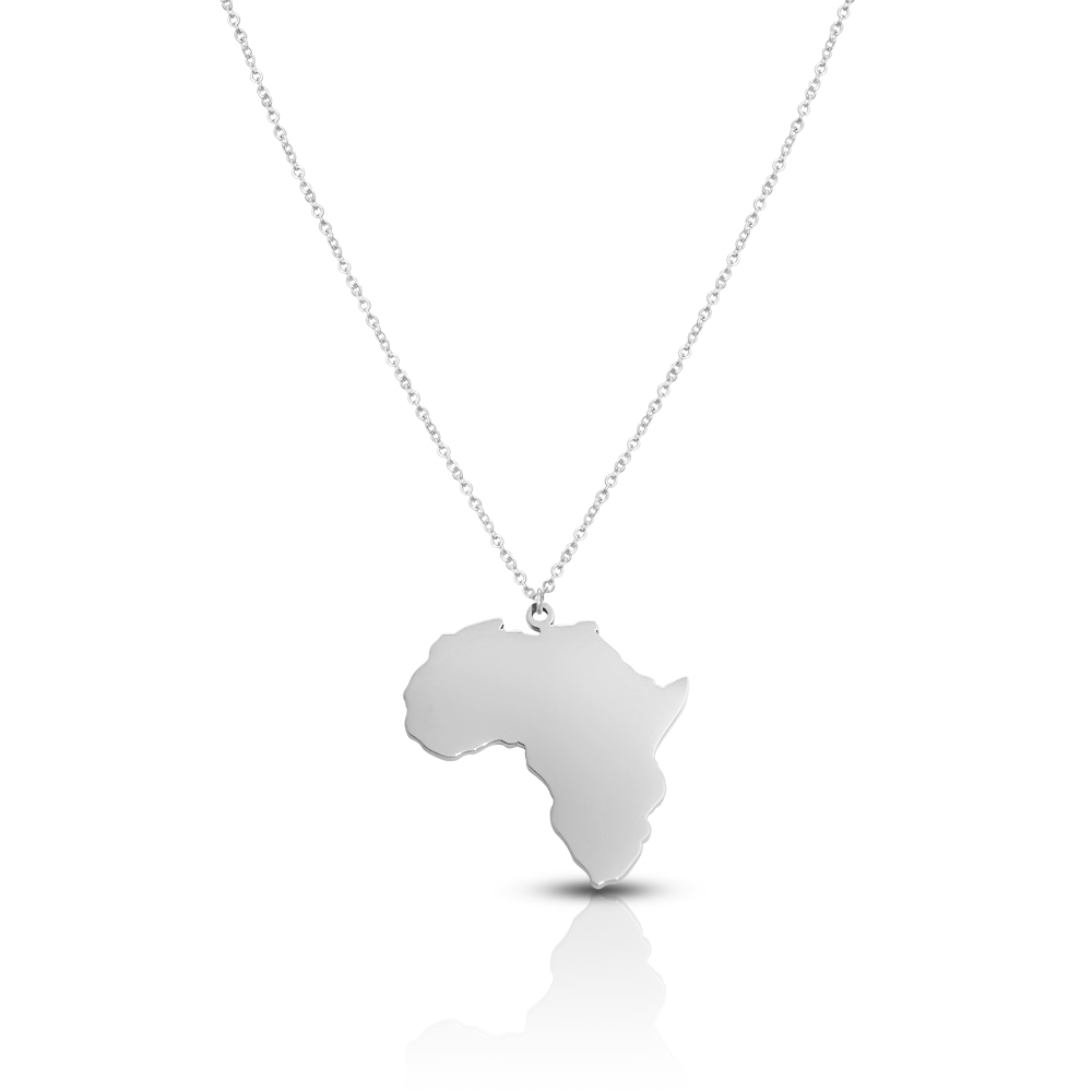 Africa Silhouette Map Necklace Women Silver Waterproof | d'origine
