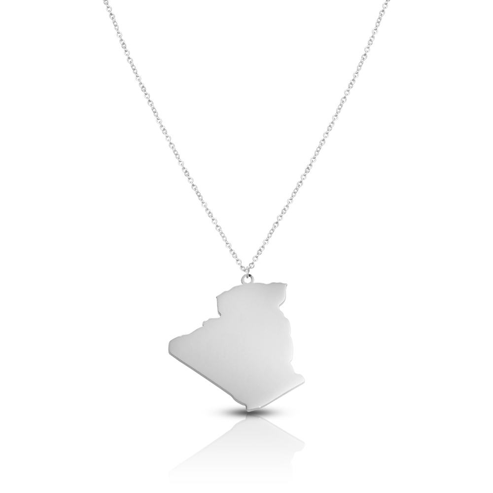 Algeria Silhouette Map Necklace Women Silver Waterproof | d'origine