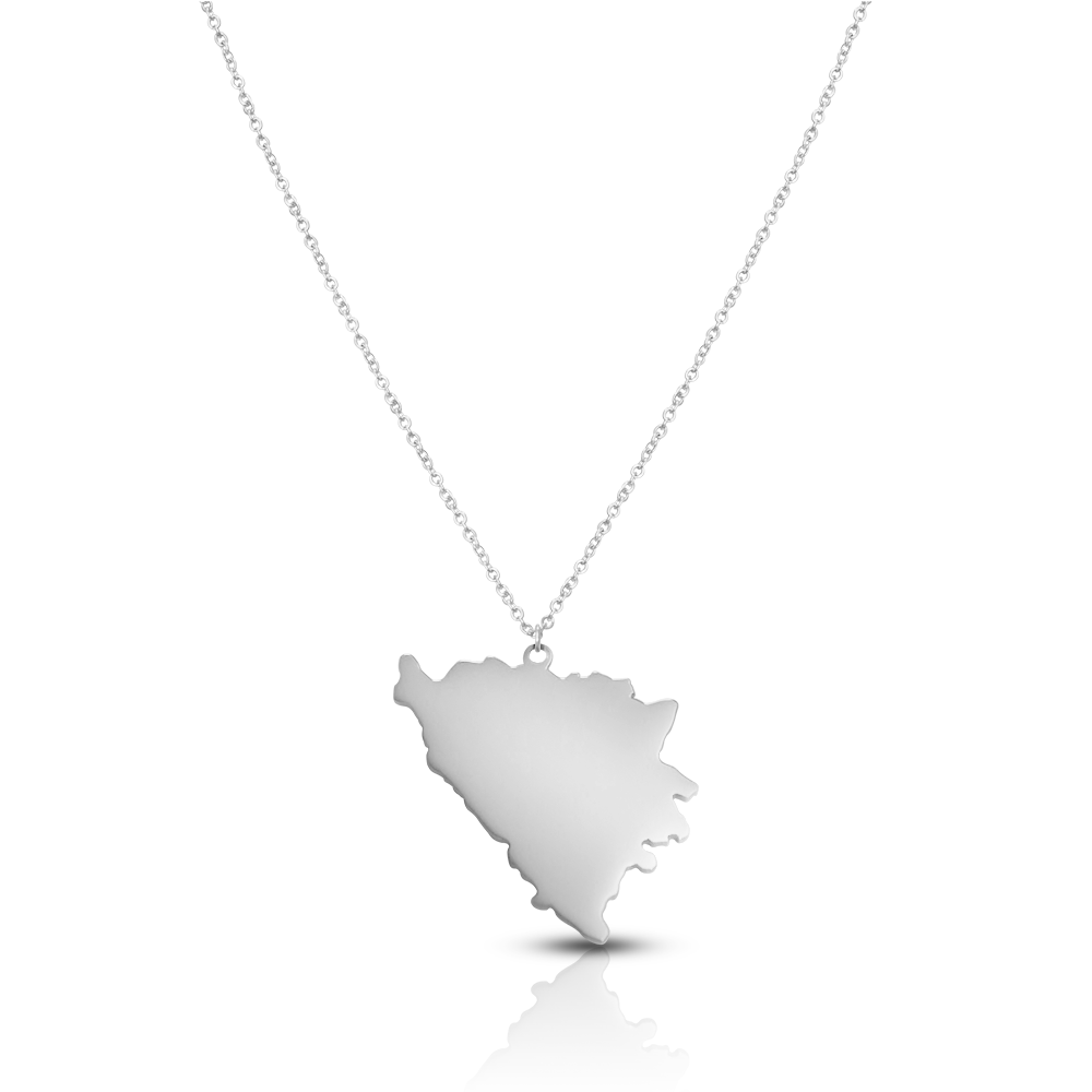 Bosnien Silhouette Landkarten Kette Damen Silber wasserfest | d'origine