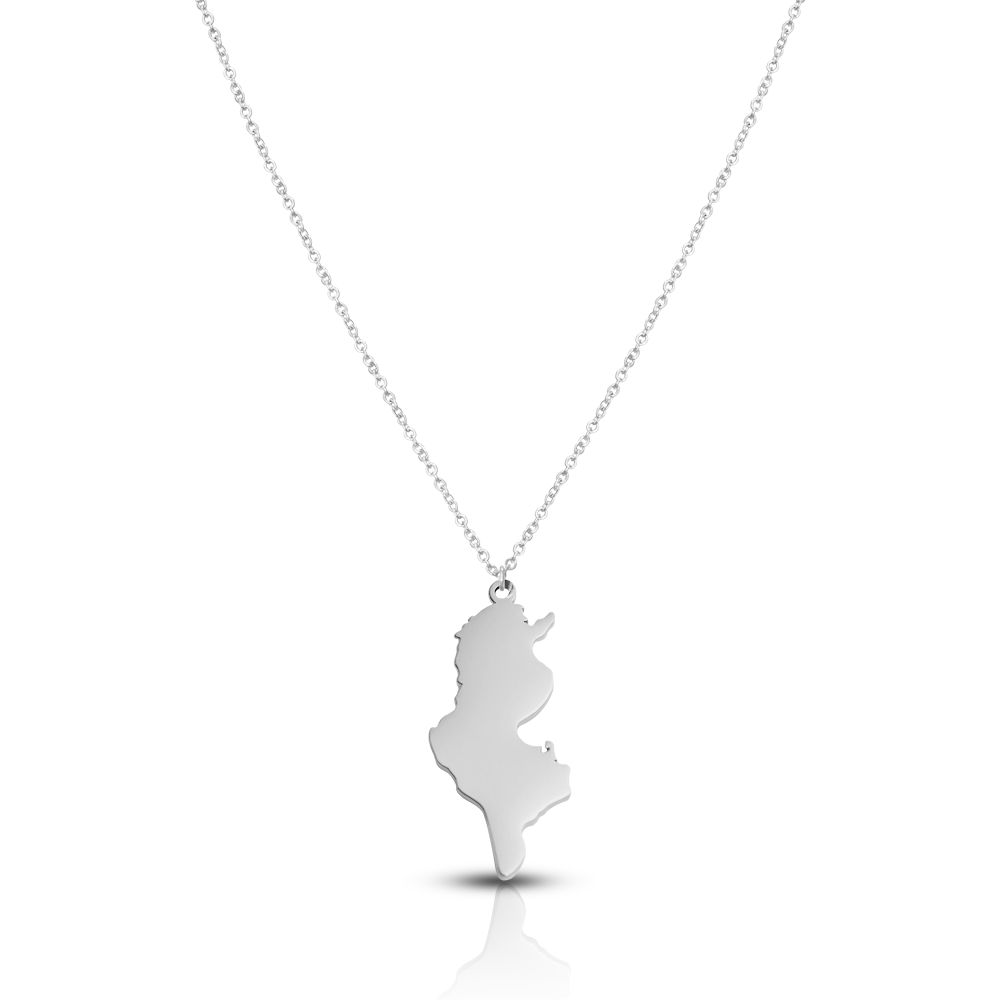 Tunesien Silhouette Landkarten Kette Damen Silber wasserfest | d'origine