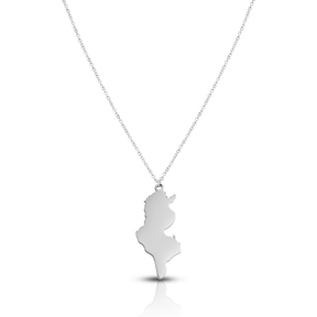 Tunesien Silhouette Landkarten Kette Damen Silber wasserfest | d'origine