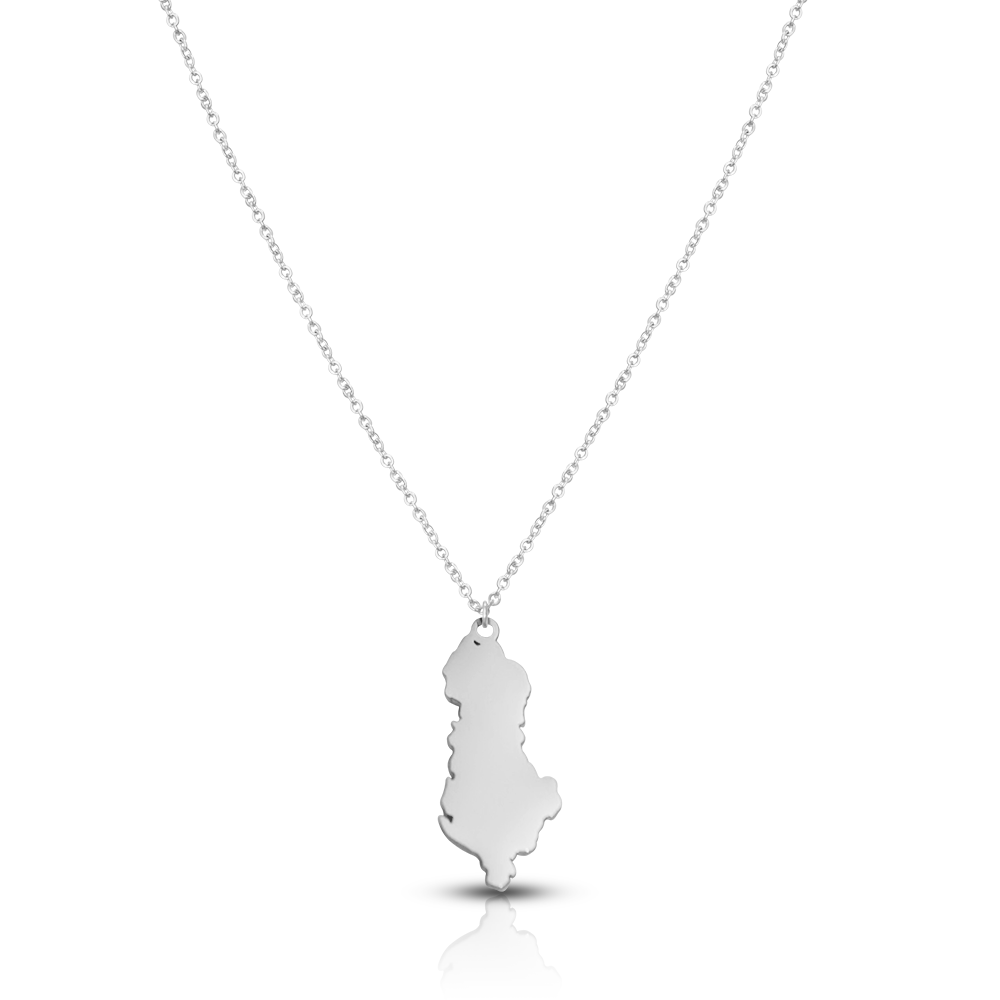 Albanien Silhouette Landkarten Kette Damen Silber wasserfest | d'origine