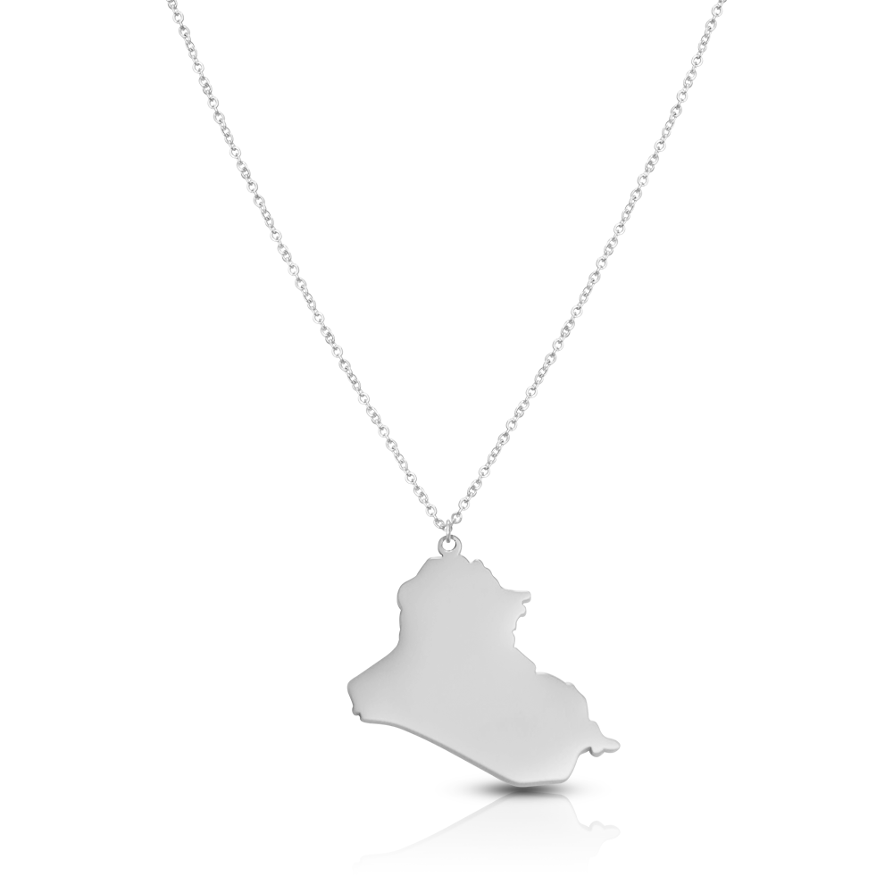 Iraq Silhouette Map Necklace for Women Waterproof Silver | d'origine