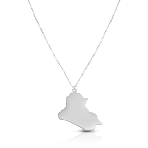 Iraq Silhouette Map Necklace for Women Waterproof Silver | d'origine