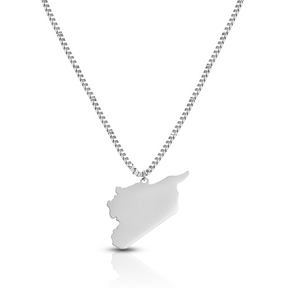 Syria Map Necklace Men Silver Stainless Steel | d'origine