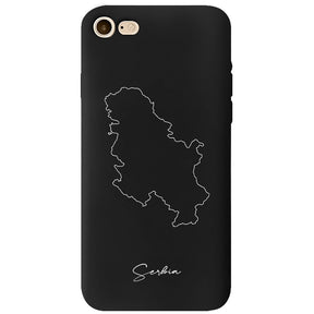 Serbien Handyhülle für iPhone 7, 8, SE, 7 Plus und 8 Plus – Rückseite mit Landkarte und Schriftzug