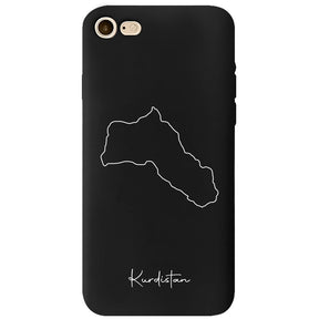 Kurdistan Handyhülle für iPhone 7, 8, SE, 7 Plus und 8 Plus – Rückseite mit Landkarte und Schriftzug
