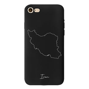 Iran Handyhülle für iPhone 7, 8, SE, 7 Plus und 8 Plus – Rückseite mit Landkarte und Schriftzug