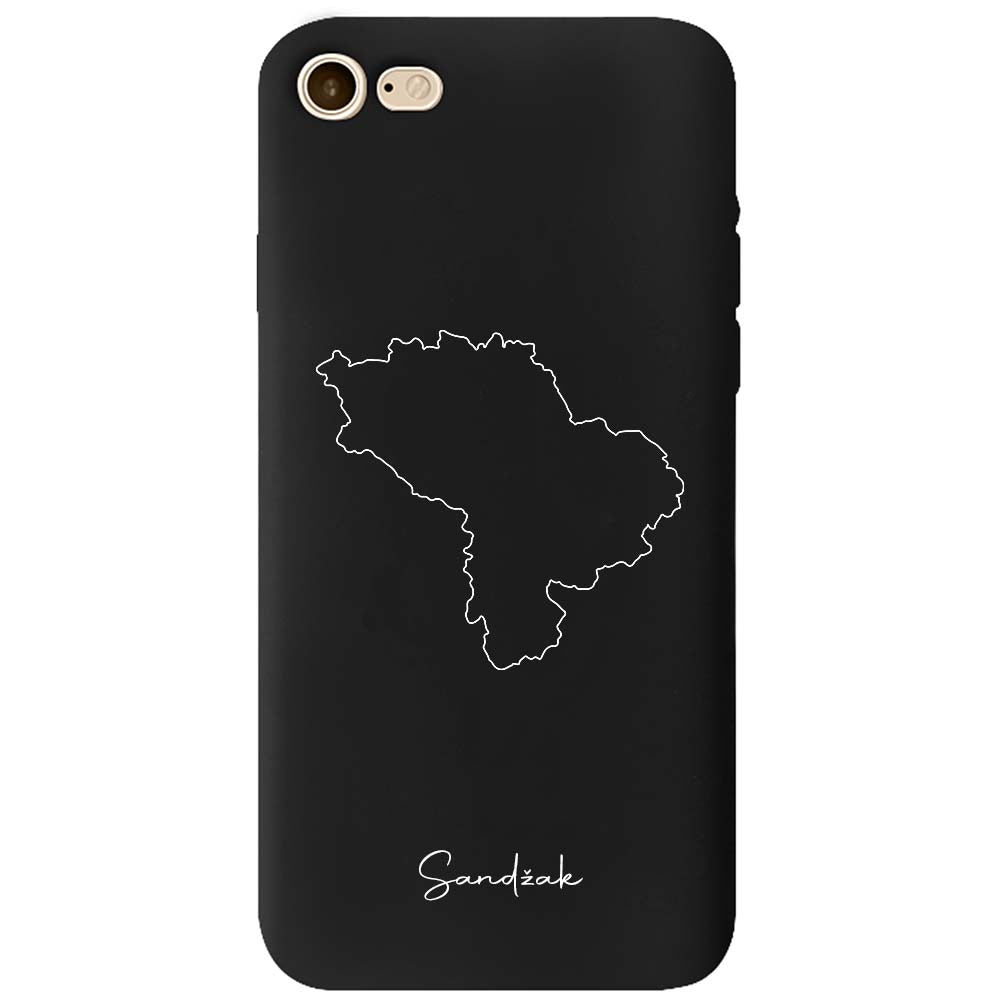 Sandžak Handyhülle für iPhone 7, 8, SE, 7 Plus und 8 Plus – Rückseite mit Landkarte und Schriftzug