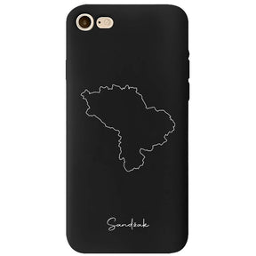 Sandžak Handyhülle für iPhone 7, 8, SE, 7 Plus und 8 Plus – Rückseite mit Landkarte und Schriftzug