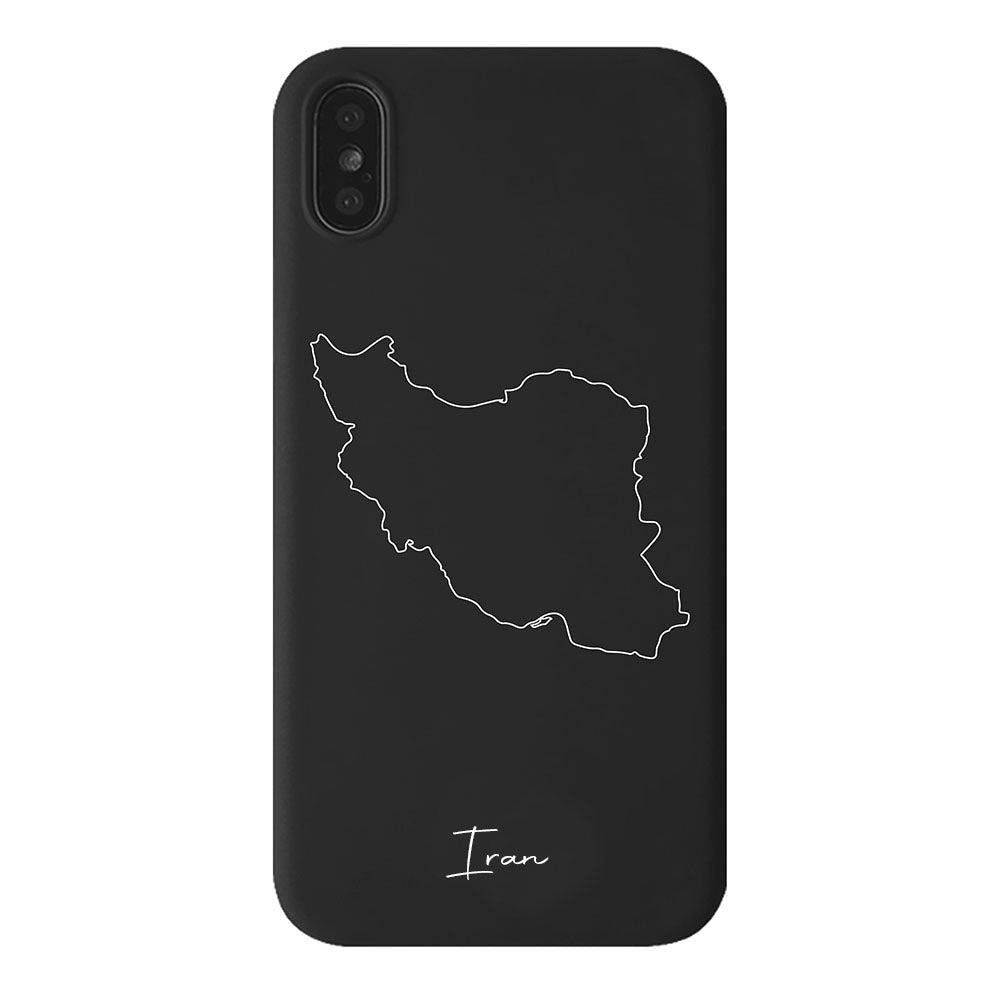 Iran Handyhülle für iPhone X, XS und XR – Rückseite mit Landkarte und Schriftzug