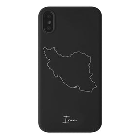 Iran Handyhülle für iPhone X, XS und XR – Rückseite mit Landkarte und Schriftzug