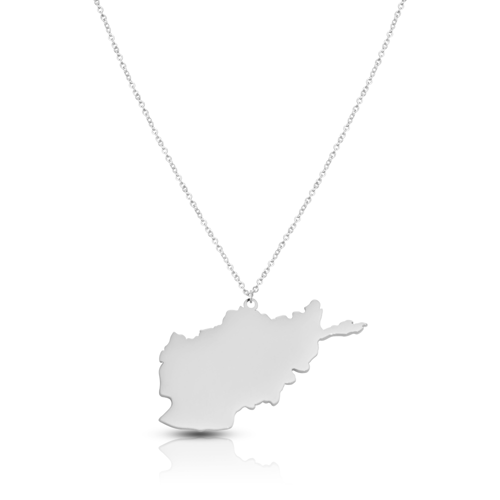 Afghanistan Silhouette Landkarten Kette Damen Silber wasserfest | d'origine